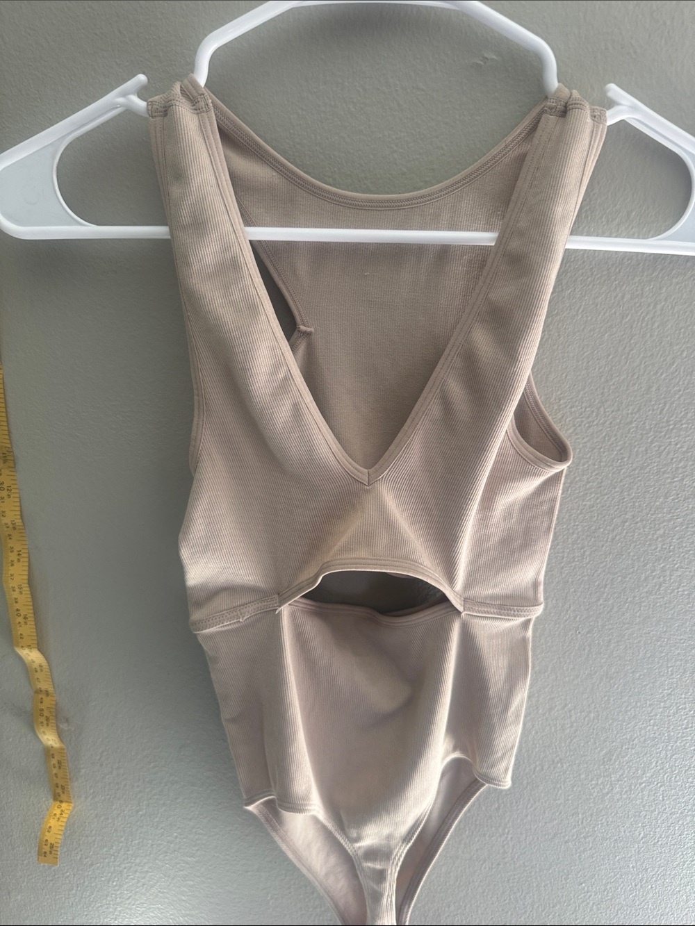 Colsie Taupe Cutout Ribbed Tank Bodysuit
